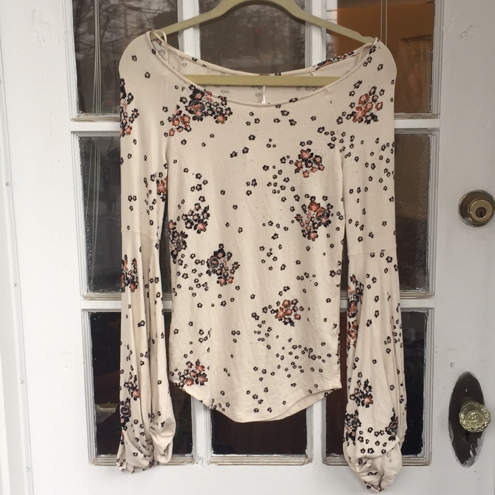 Free People Bell Sleeve Floral Top